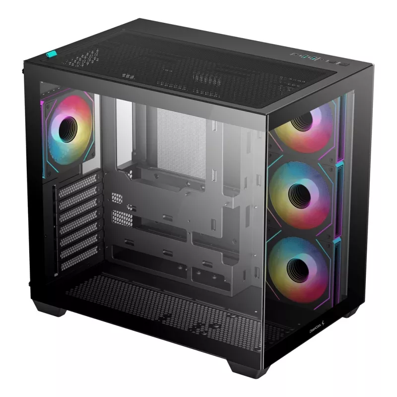 PC korpusas DeepCool CG530 4F Midi Tower Juoda — grūdintas stiklas, ATX/ITX/Micro ATX, 3x120mm ventiliatoriai, USB-C
