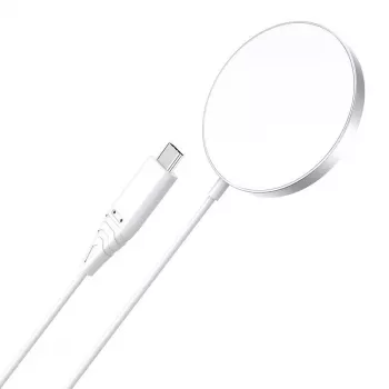 Belaidis įkroviklis CHOETECH T518 15W magnetinis baltas – Qi magnetinio belaidžio įkrovimo plokštelė