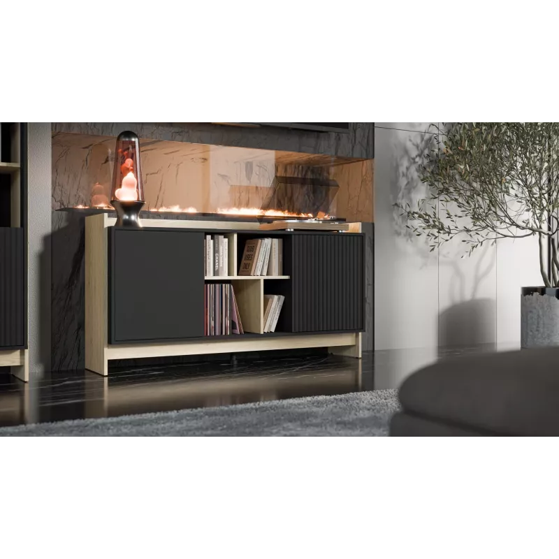 Cama PORTO 2D komoda 150x38x77 ąžuolas/juodas