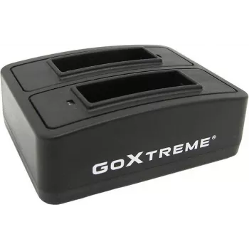 Baterijų įkrovimo stotelė GoXtreme Dual Vision 4K – dviejų lizdų įkroviklis veiksmo kamerų baterijoms, modelis 01492