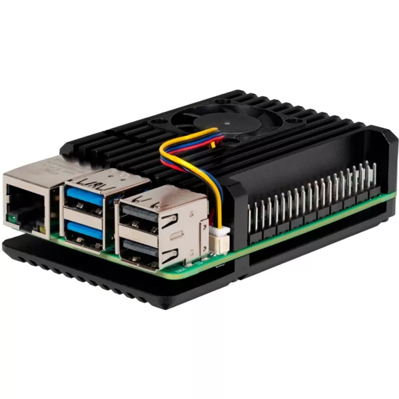 Joy-IT Armor Case BLOCK ACTIVE SBC-Enclosure, tinkamas kūrimo rinkiniams Raspberry Pi (RB-AlucaseP5-07FAN)