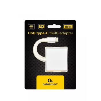 USB grafikos adapteris GEMBIRD A-CM-HDMIF-02-SV, HDMI išvestis, iki 3840×2160, sidabrinis, 58,5×51×11,6 mm