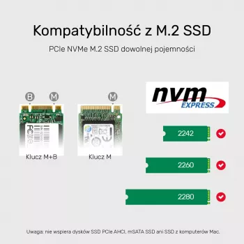 SSD dėklas Unitek S1206A 2× M.2 NVMe PCIe Gen3 x4 diskams, USB 3.2 Gen 2 (10 Gbit/s), aliuminis, USB-C, komplekte maitinimo adapteris