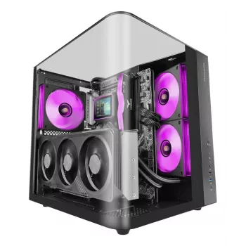 PC Midi Tower korpusas TACENS Mars Gaming MC-INFINIOLITE, juodas, grūdintas stiklas, palaiko ATX/Micro-ATX/Mini-ITX, 120 mm ventiliatoriai