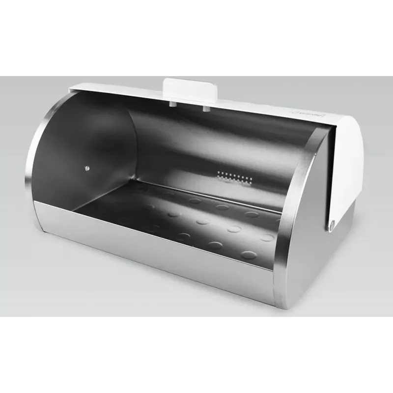 Duonos laikymo indas Maestro MR-1676-WHITE, nerūdijančio plieno atverčiamas dangtis, baltas, 385×255×190 mm