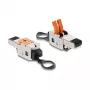 DELOCK RJ45 kištukas su spaustuko užraktu 2 kontaktai +/- be įrankių, sudėtinė maitinimo jungtis, kištukas, juoda / nerūdijantis plienas