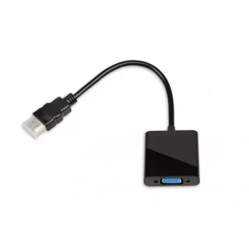Vaizdo kabelio adapteris IBOX HDMI Type A kištukas į VGA D-Sub lizdą, 1080p, juodas, 105×25×20 mm