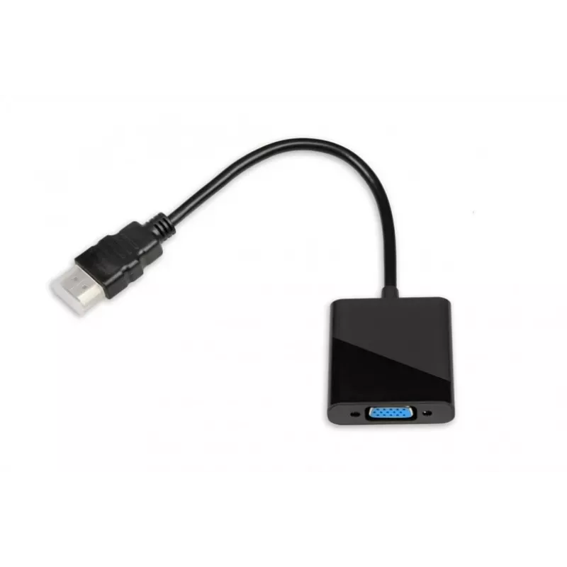 Vaizdo kabelio adapteris IBOX HDMI Type A kištukas į VGA D-Sub lizdą, 1080p, juodas, 105×25×20 mm