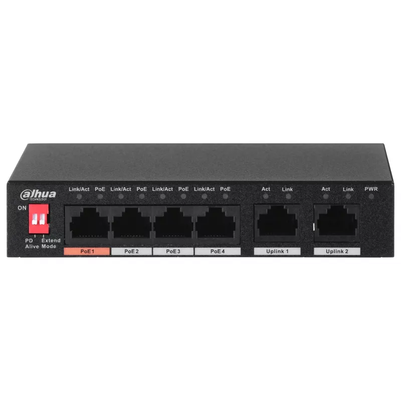 Dahua Technology PFS3006-4ET-60 nevaldomas L2 Fast Ethernet (10/100) Power over Ethernet (PoE) juodas