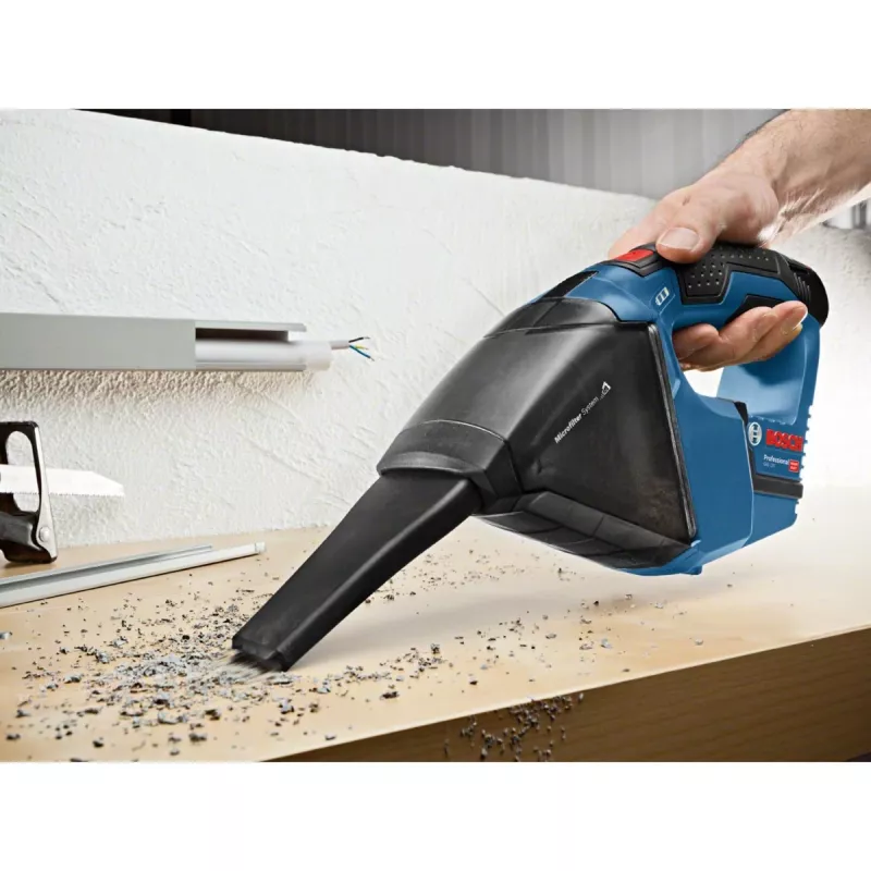 Bosch GAS 10,8 V-LI rankinis dulkių siurblys mėlynas, be maišelio