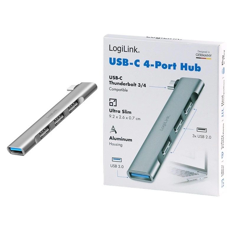 LogiLink USB 3.2 Gen1 šakotuvas 4 prievadų USB-C 1x USB3.0 AF 3x USB2.0 AF UA0437