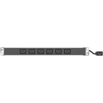 Froehlich & Walter 19in Power Strip 6x IEC19 Socket in Aluminium Housing 1U, 3x 1.5mm kabelis 2.5m, RAL 9005 Juoda (808904)