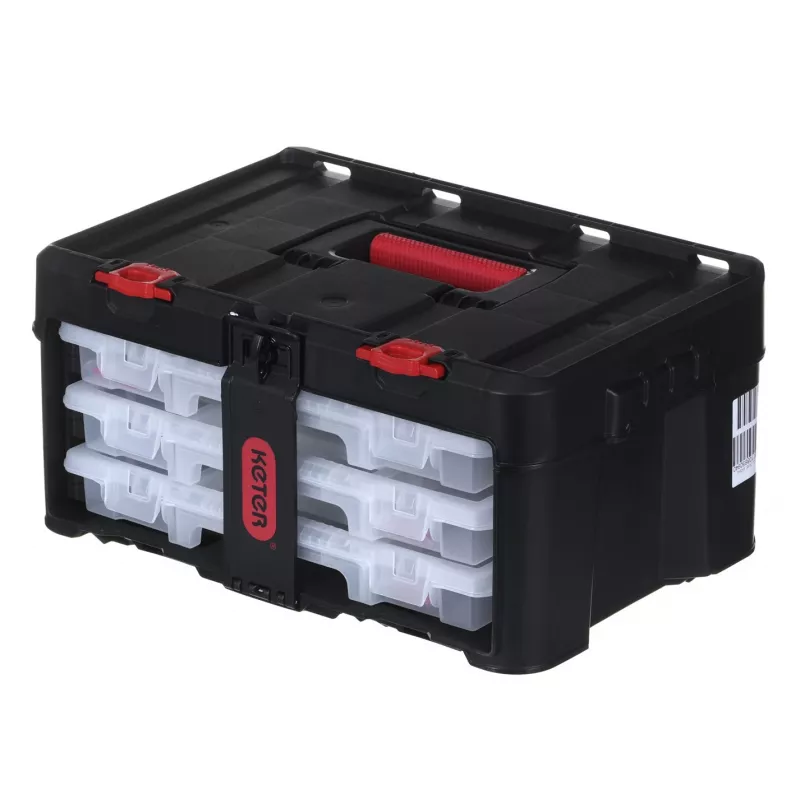 Įrankių dėžė KETER Stack'N'Roll (17210831/253380) su 3 organizatoriais Juoda