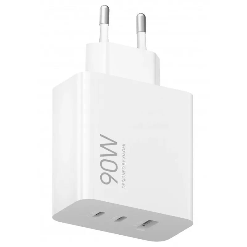 Maitinimo adapteris Xiaomi 90W HyperCharge 3-Port EU — 90 W USB įkroviklis su trimis išvesties prievadais (EU kištukas)