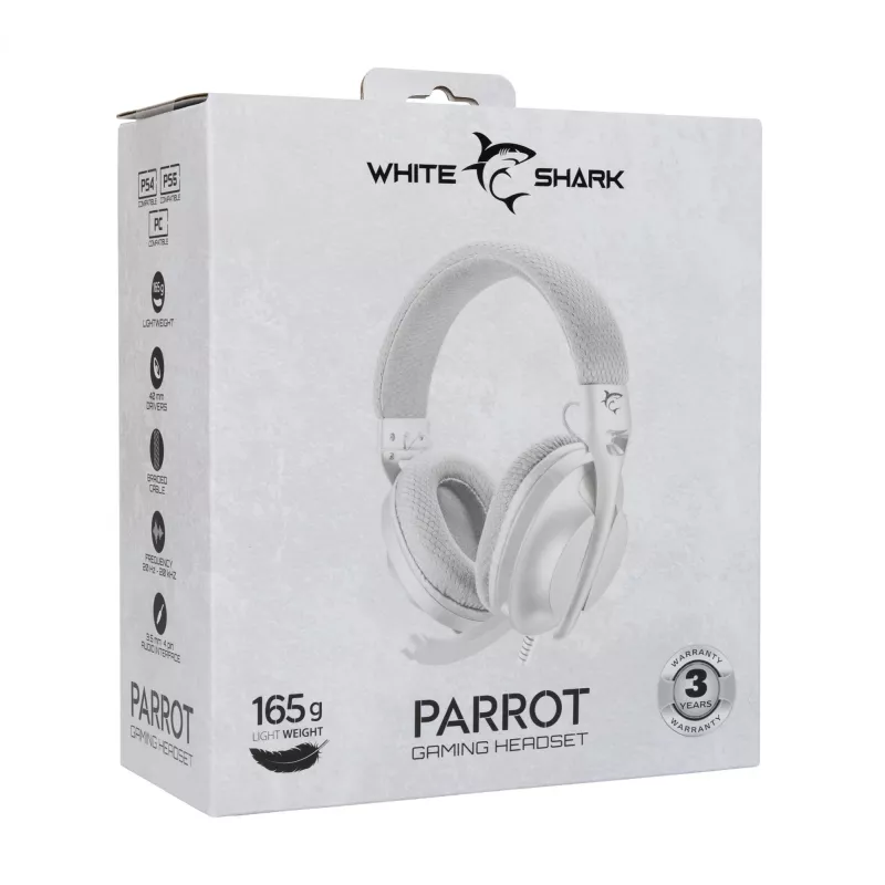 Ausinės White Shark GH-2440 Parrot balta/pilka