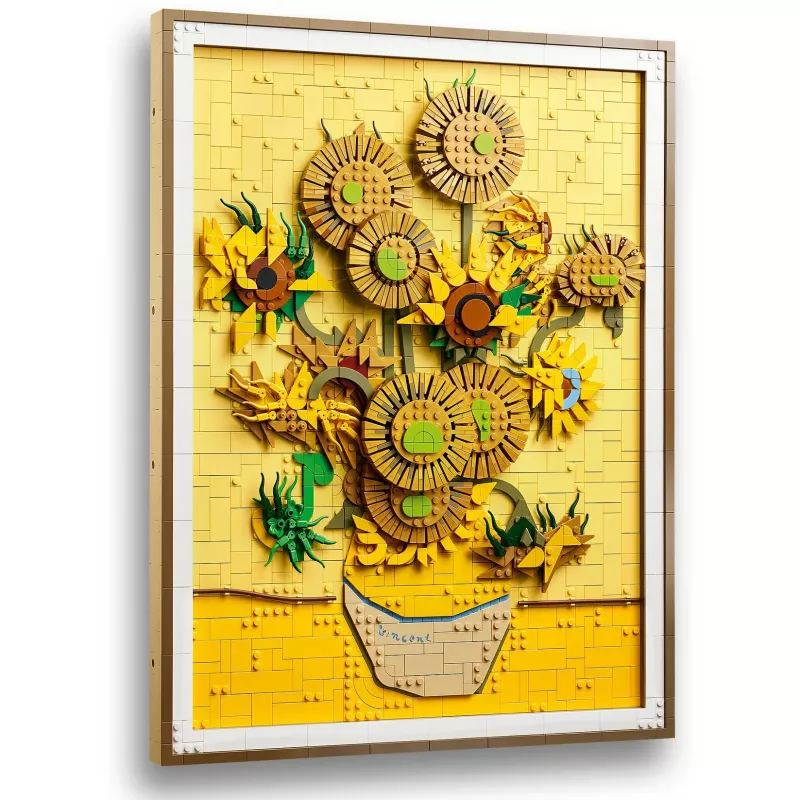 Sienų mozaikos rinkinys LEGO Art Vincent van Gogh Saulėgrąžos 3D mozaika, sienų meno rinkinys, 2615 dalių, 540×410×50 mm