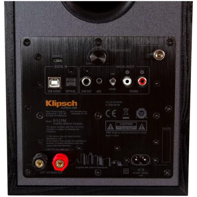 Aktyvi knygų lentynos garsiakalbė KLIPSCH R-51PM — laidinis ir belaidis, 120 W, juoda / varinė