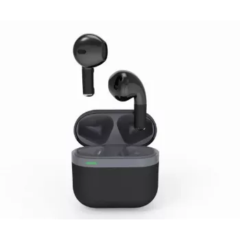 Bluetooth ausinės GEMBIRD TWS-02-BK, į ausis įdedamos TWS, juodos/pilkos, iki 5 val. veikimo, įmontuotas mikrofonas, įkrovimo dėklas