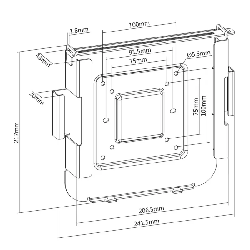 Sieninio/monitoriaus laikiklis MACLEAN MC-473 VESA 75x75 100x100 suderinamas su Mac Mini (2014 m. ir vėlesniais)