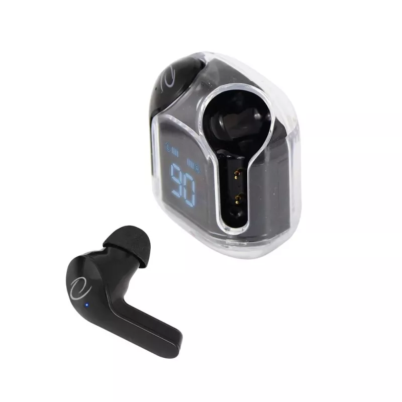 Belaidės į ausis įdedamos ausinės ESPERANZA EH238K — Bluetooth 5.3, 2,4 GHz, 10 m veikimo nuotolis, 230 mAh baterija, lietimui jautrus valdymas, juodos