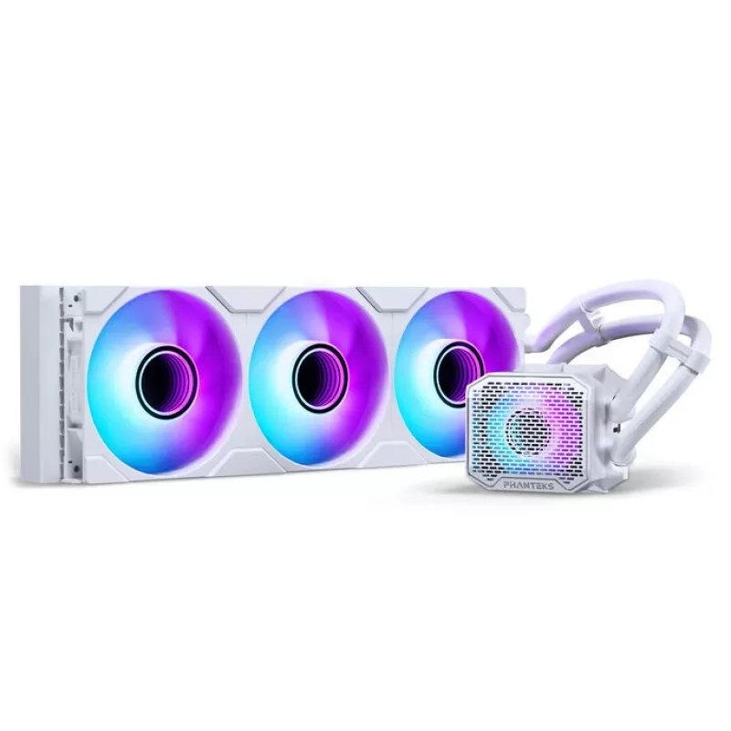 PHANTEKS NV-Serie NV5 MK2 ATX korpusas, grūdintas stiklas, DRGB - matinė balta + Glacier One 360M25 Gen2 DRGB AiO skysčio aušinimas - 360 mm