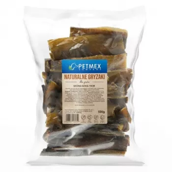 Šunų skanėstai PETMEX šerno odos 500 g – natūralūs kramtukai be grūdų, elnienos skonio, baltymai 88,2 %, riebalai 4,1 %
