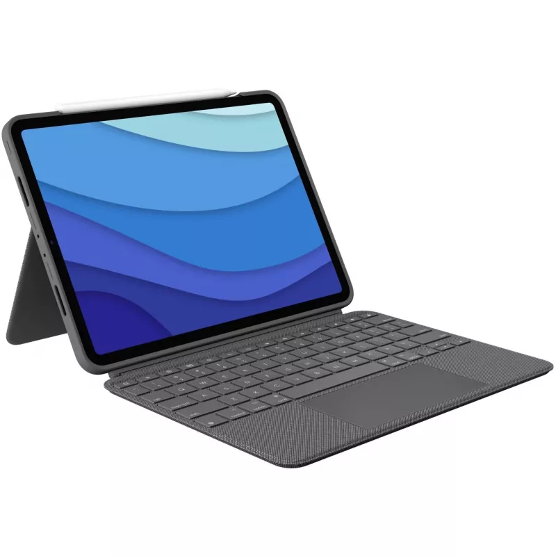 Dėklas su klaviatūra Combo Touch US iPad Pro 11 1,2,3 Gen pilkas