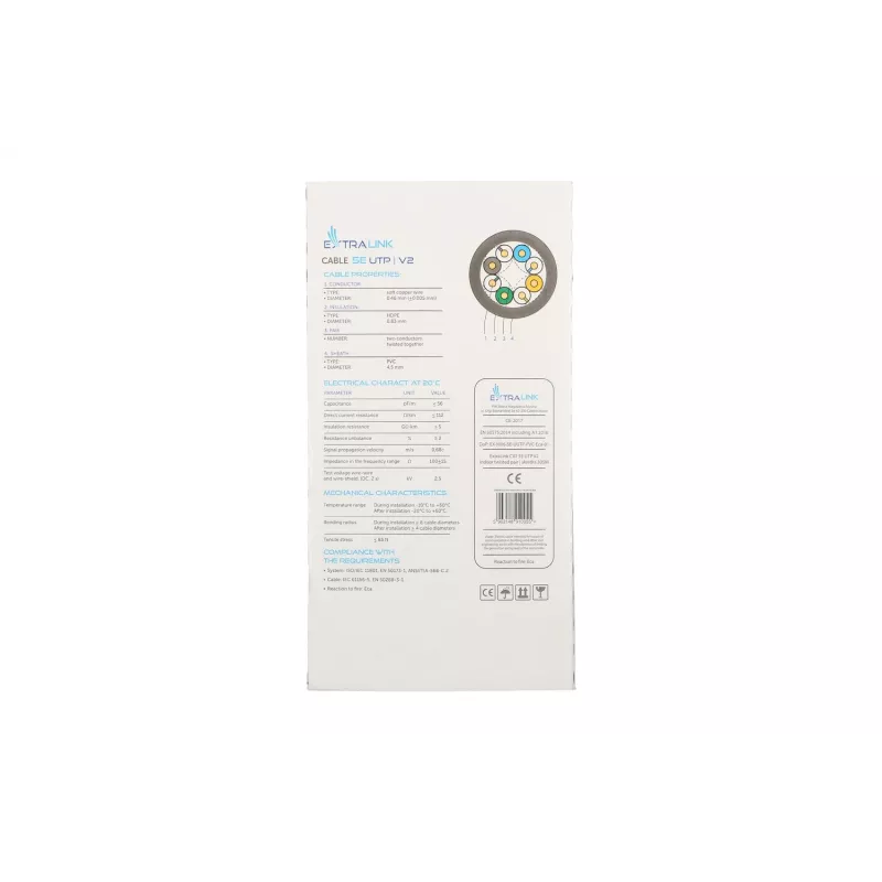 Extralink suktos poros CAT5E UTP (U/UTP) V2 vidaus kabelis 305M