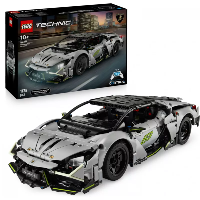 LEGO Technic Supercar Lamborghini Revuelto 42214 — 1:10 mastelio detalus modelio rinkinys, 1 135 detalės