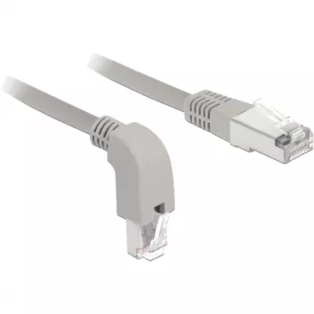 DeLOCK - komutacinis kabelis - RJ-45 (M) nach Downward angled to RJ-45 (M) - 50cm - S/FTP - CAT 6a - Shielded, Halogen-Free - Pilka (85873)