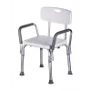 Dušo kėdė ActionMed KP300AM su atlošu ir porankiais, polipropilenas, reguliuojamas aukštis 43–56 cm, sėdynė 40×33 cm, maks. naudotojo svoris 110 kg