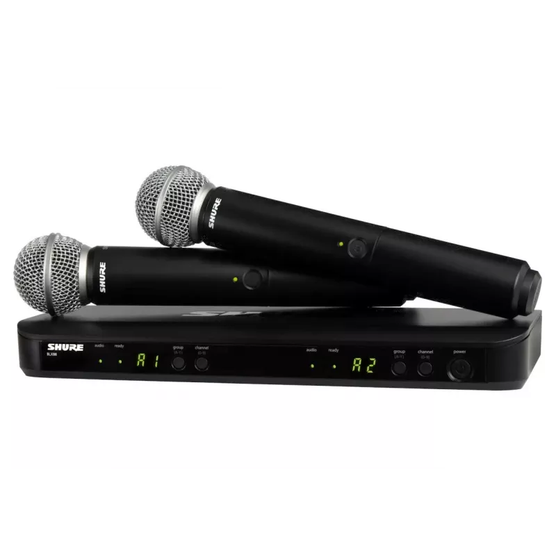 Shure BLX288E/SM58-H8E - belaidė sistema su imtuvu ir dviem SM58 mikrofonais