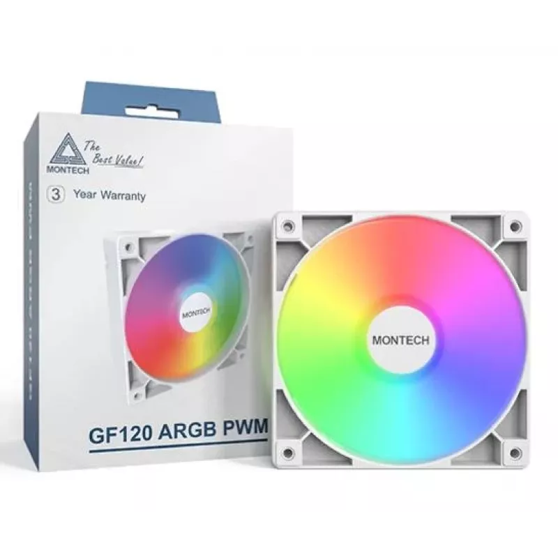 Montech GF120 V2 ARGB kompiuterio korpuso ventiliatoriaus modulis 12 cm baltas 3 vnt.