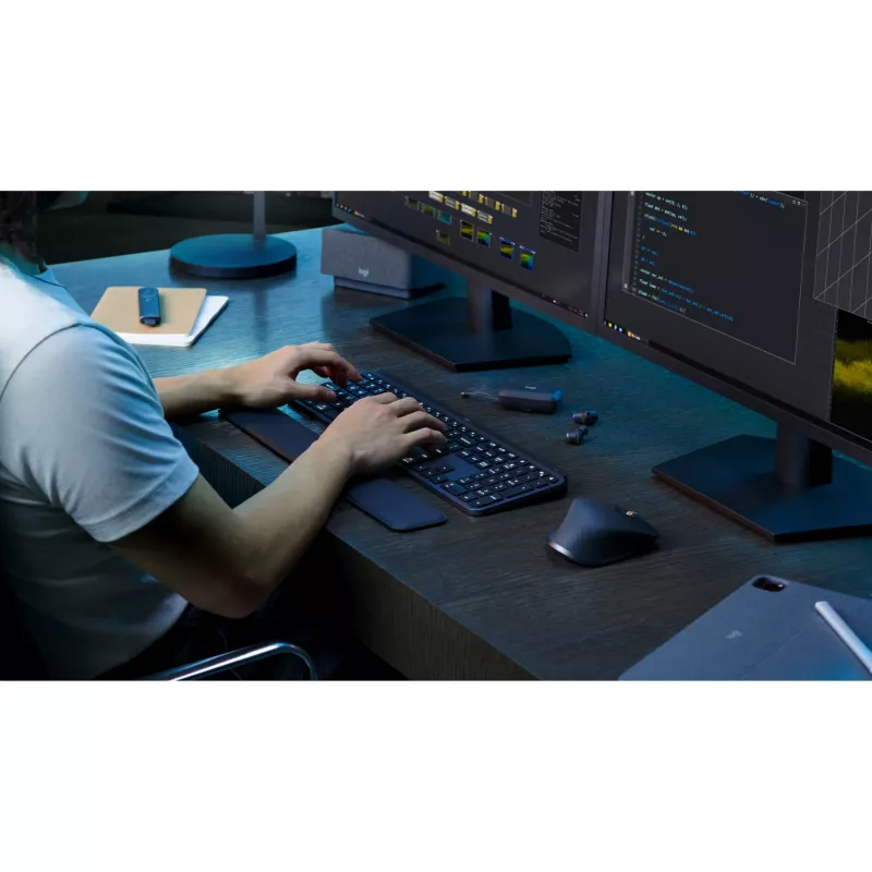 „Logitech MX Keys S Combo“ klaviatūra, pelė įskaičiuota, biuro, RF belaidė + „Bluetooth“, QWERTZ, šveicariška, grafito