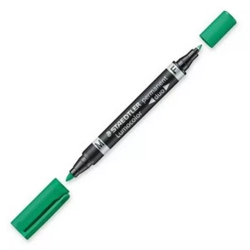 Permanentinis žymeklis Staedtler Lumocolor Duo plonas / kulkos formos antgalis žalias