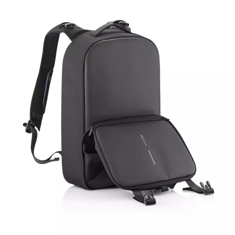 Kuprinė XDDESIGN FLEX GYM BAG — 24 L, tinka 15,6 col. / 39,6 cm planšetei / nešiojamam kompiuteriui, paminkštintos reguliuojamos petnešos, juoda