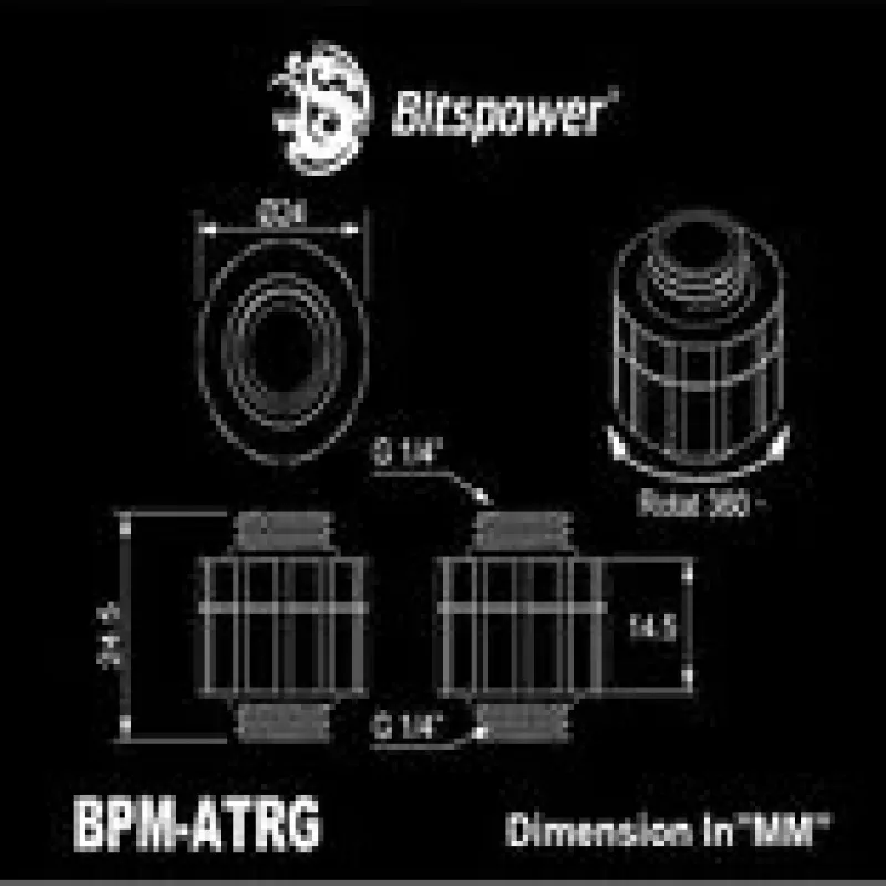 BitsPower Artemis Rotary Extender Arctic-Wei — sukamoji detalė/sąsaja, skirta kompiuterio vandens aušinimo jungiamosioms detalėms