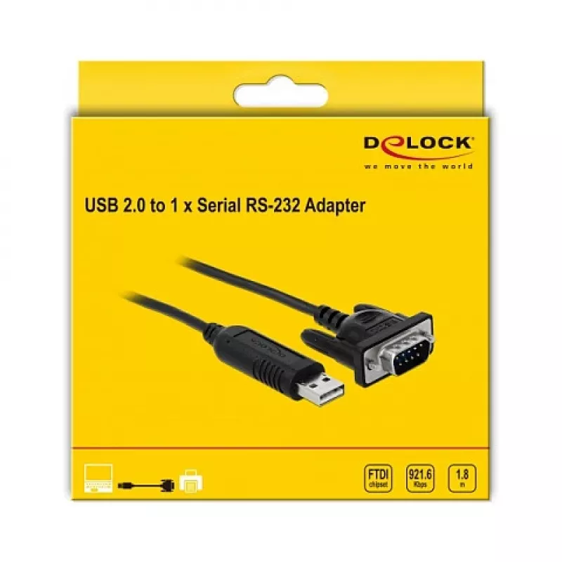 Serial kabelis DeLOCK 66282 Juoda 1.8 m RS-232 USB Type-A