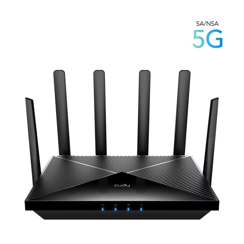 Stalinis belaidis maršrutizatorius Cudy P5 — Dviejų juostų „Wi‑Fi 6“, 5G Sub6, dviguba „NanoSIM“, „Gigabit Ethernet“, 6 nuimamos antenos, 256 MB RAM