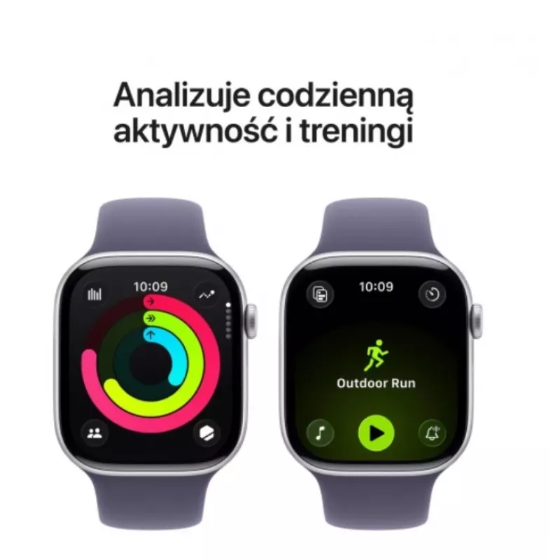 Apple Watch Series 11 GPS + Cellular 42mm sidabrinis aliuminio korpusas su Purple Fog sportine juostele - M/L