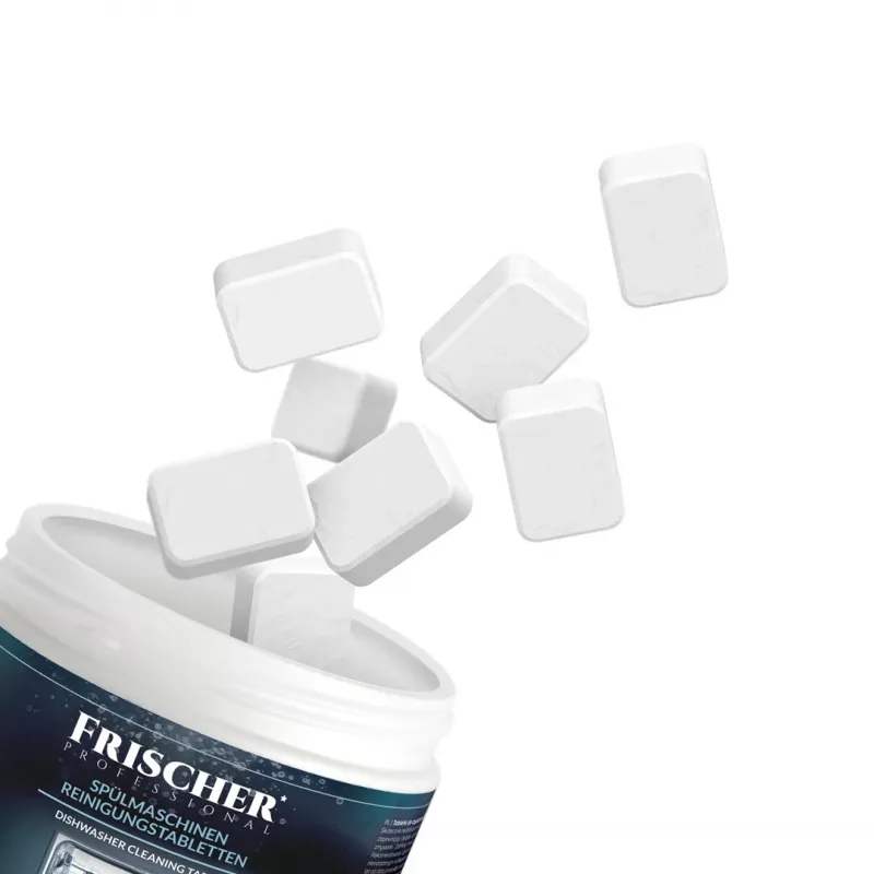 Indaplovių valymo tabletės FRISCHER FR00206 20 vnt. 16 g — indaplovių valymo ir nukalkinimo tabletės