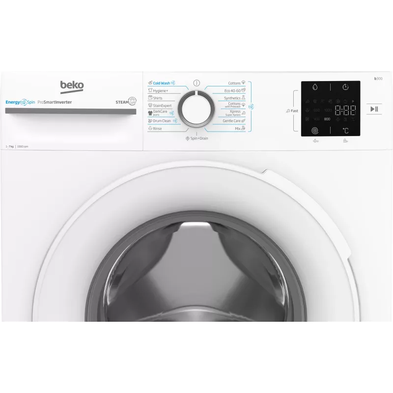 BEKO Skalbimo mašina BM3WFSU37013WW, 7 kg, energijos klasė A, 49,6 cm, 1000 aps./min., inverterinis variklis, Steam Cure