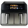 Karšto oro gruzdintuvė ProfiCook PC-FR 1287 H — dviguba 8 L, 2200 W, liet. LED, juoda / nerūd. plienas