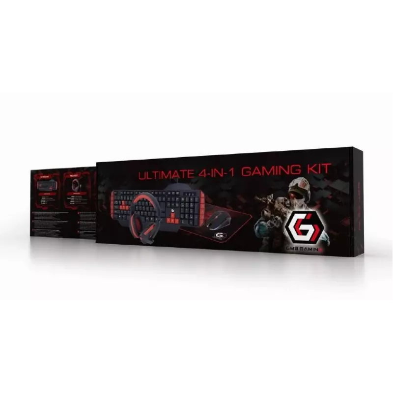 Žaidimų klaviatūra GEMBIRD GGS-UMG4-02 104 klavišų pilno dydžio USB QWERTY US English su pele, juoda
