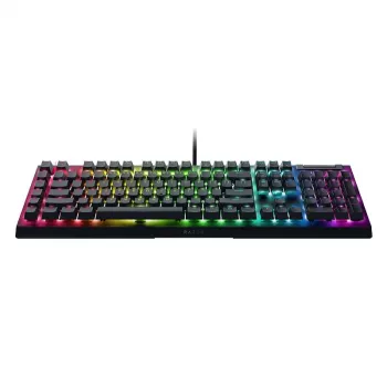 Razer JuodaWidow V4 X mechaninė žaidimų klaviatūra, geltonas jungiklis, JAV išdėstymas, laidinė, juoda Razer