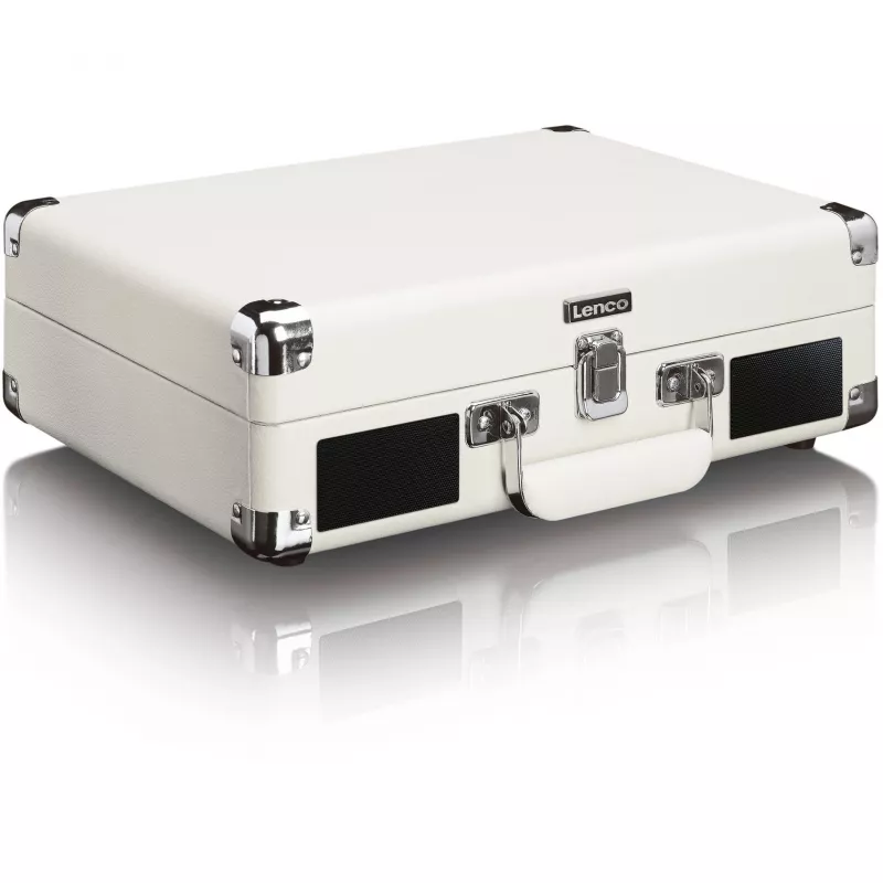 Pavarų diržo patefonas Lenco TT-115CR kreminis — lagamininis grotuvas, USB įrašymas, Bluetooth 5.0, 33/45/78 aps./min.