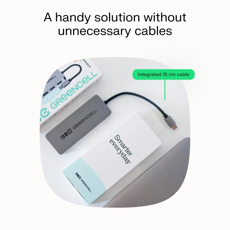 USB šakotuvas Green Cell HUB-GC-C4A — 4 prievadų USB-C 3.0 šakotuvas