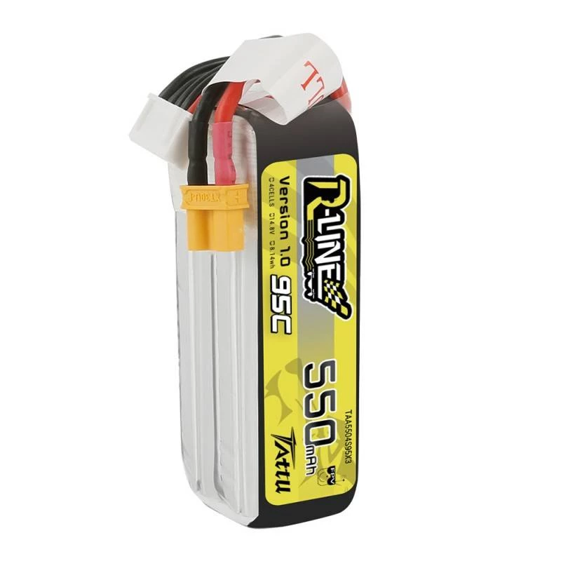 Baterija Tattu R-Line 550mAh 14,8V 95C 4S1P — LiPo rinkinys RC modeliams