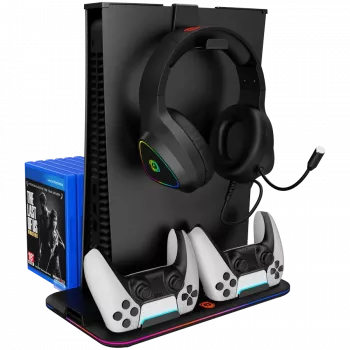 Aušinimo stovas CANYON CS-5 RGB PS5 su įkrovimo funkcija, modelis CND-CSPS5B