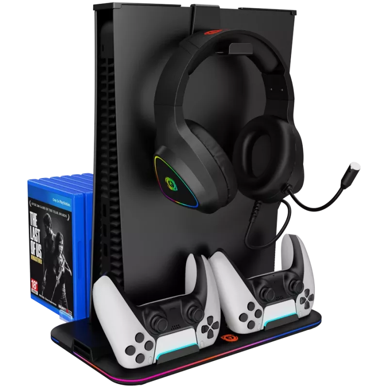 Aušinimo stovas CANYON CS-5 RGB PS5 su įkrovimo funkcija, modelis CND-CSPS5B
